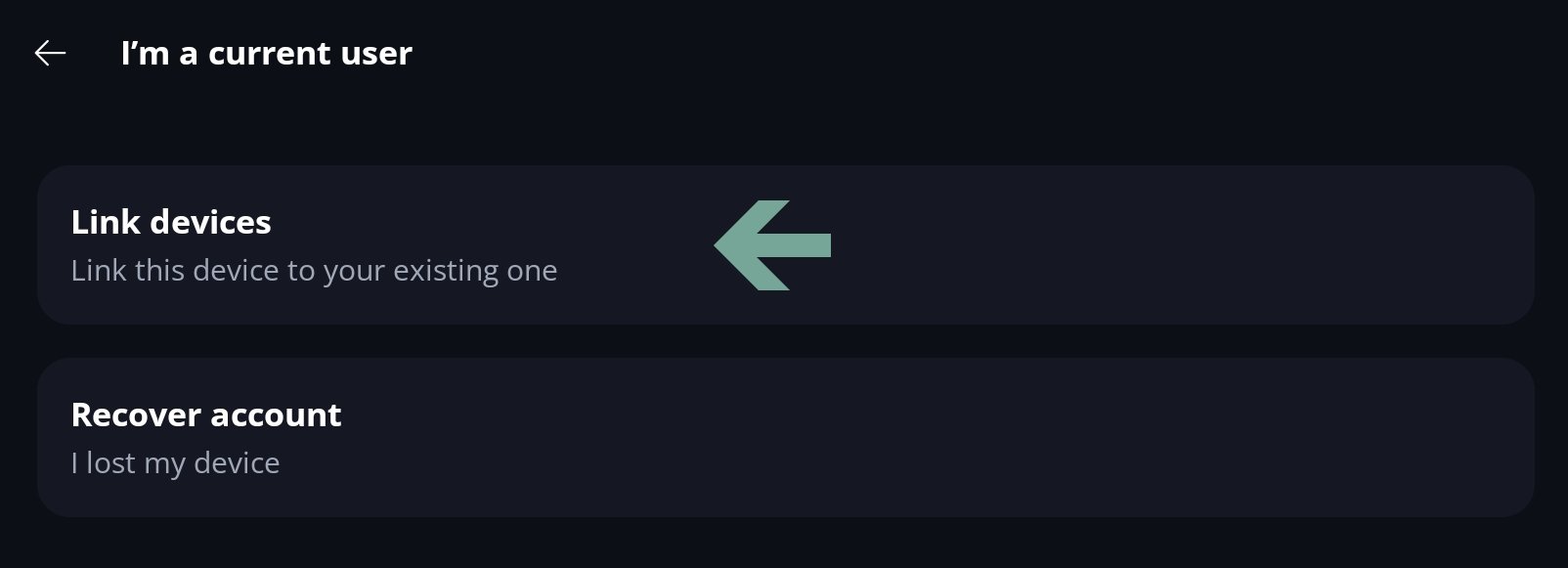 Link Devices On the next screen, choose 'Link device'.