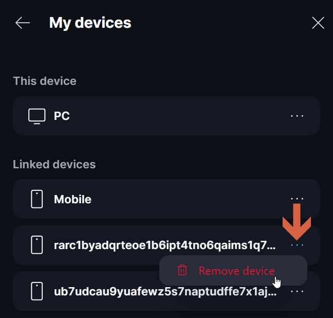 Link Devices You can unlink the device on which you no longer use Keet by removing it from the Device list.