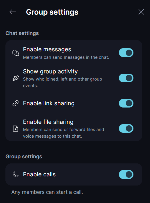 Group Moderation ⚖️ As a group Moderator or Administrator, you have access to the following settings:.